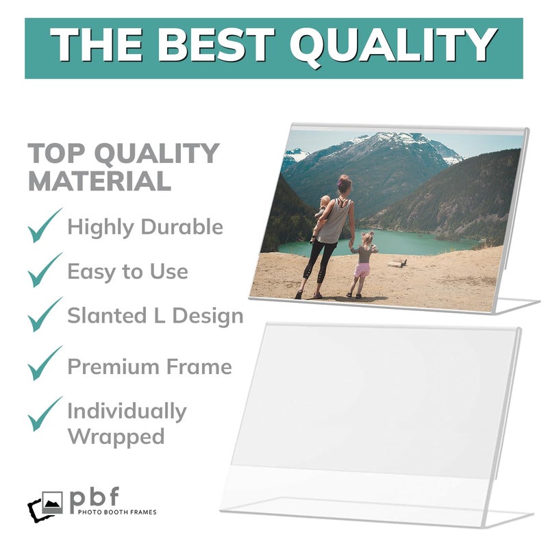 pbf PHOTO BOOTH FRAMES pbf 7x5 Acrylic Sign Holder | 7 x 5 Horizontal Stand Up Slanted Sign Holder | Acrylic Stands for Display | Clear Picture Frame, Menu Table Top Stand, Plastic Flyer Holder (12-Pack) - Image 4